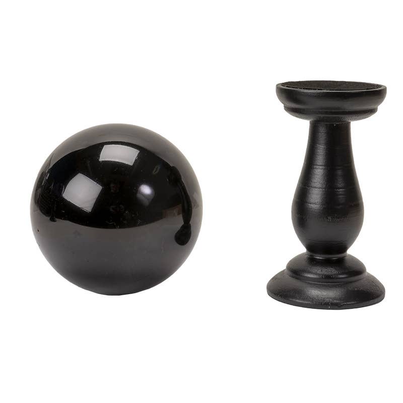 Crystal Ball on Stand - Black