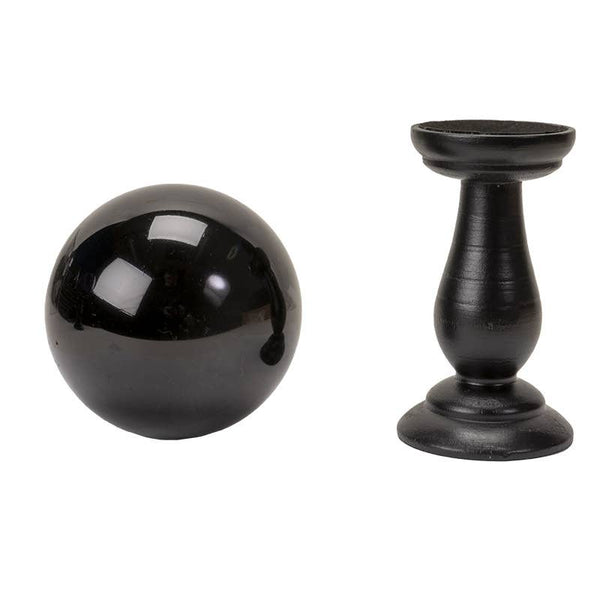 Crystal Ball on Stand - Black