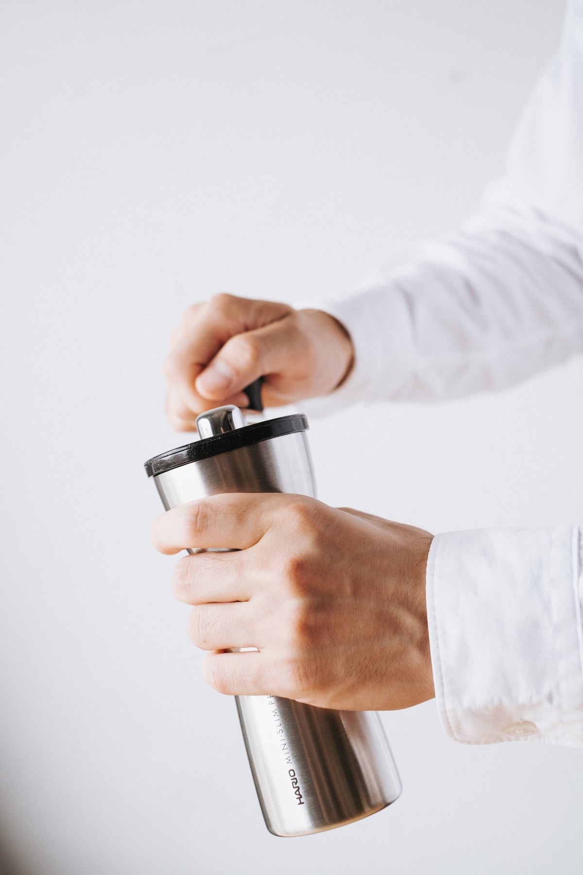 Hario - "Mini-Slim Pro" Ceramic Coffee Mill - Silver