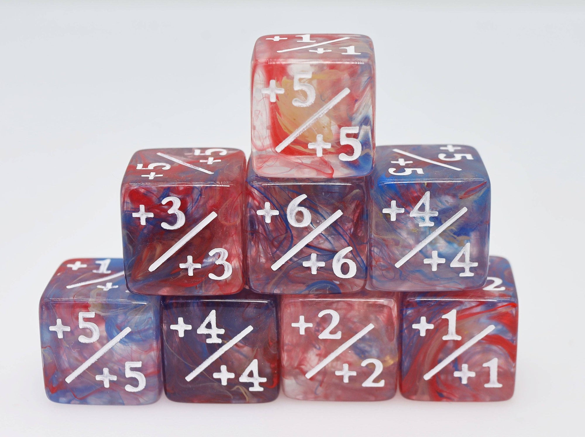 +1/+1 Primary Colored Marble Counters for Magic - Set of 8