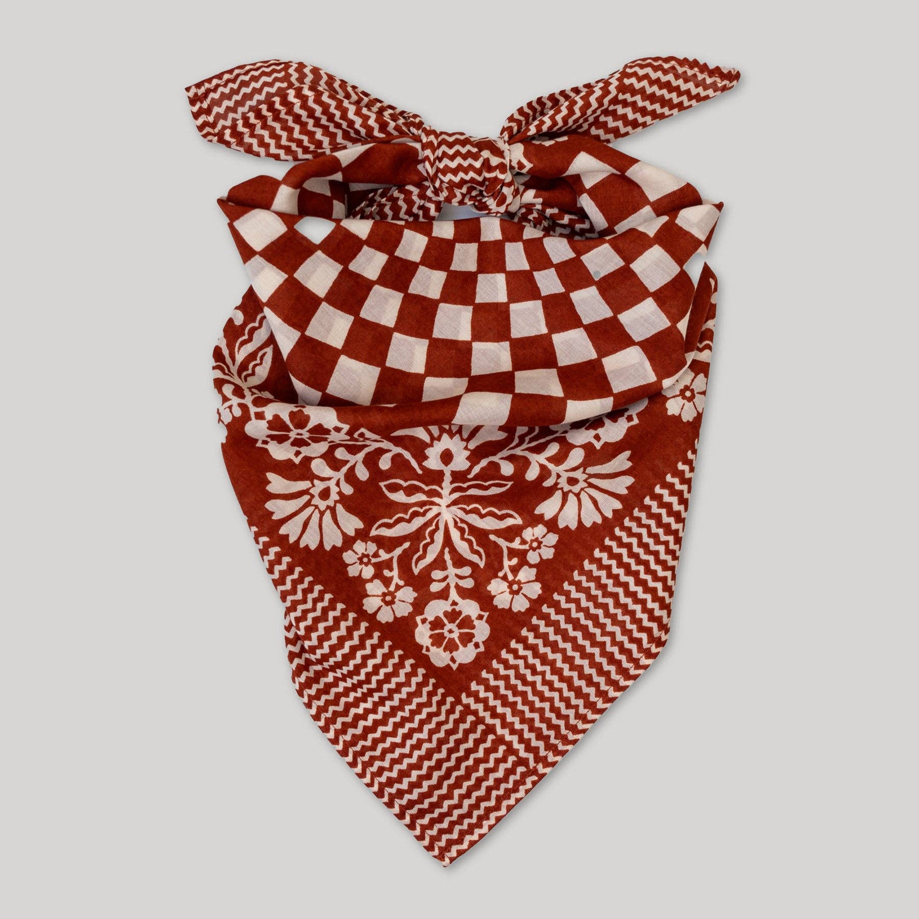 Cotton Sundial Bandana in Chili