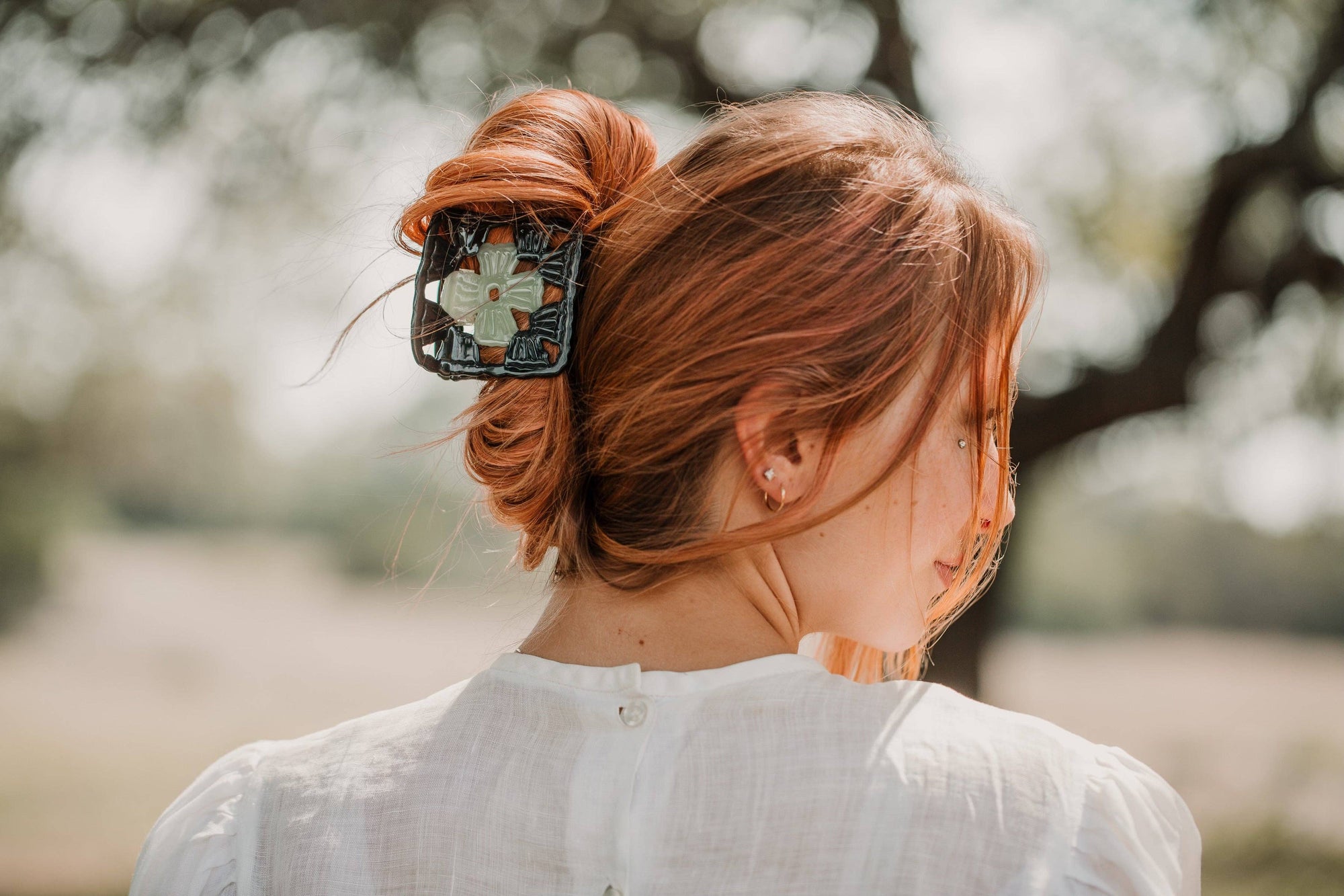 Granny Square Claw Clip - Strawberry Milkshake