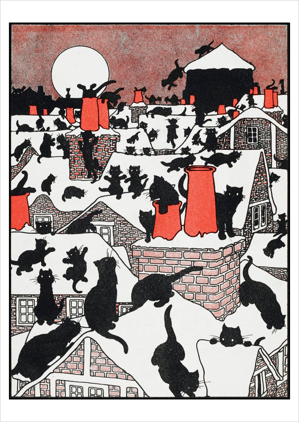 Charles Robinson - A Black Cat Holiday - Postcard