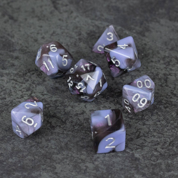 Periwinkle and Black Acrylic Dice Set - Space Camp