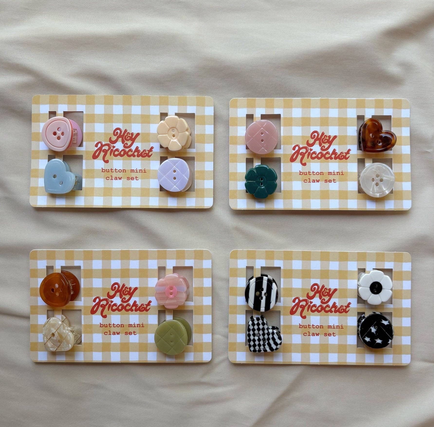 Mini Button Claw Clip Set - Pastel