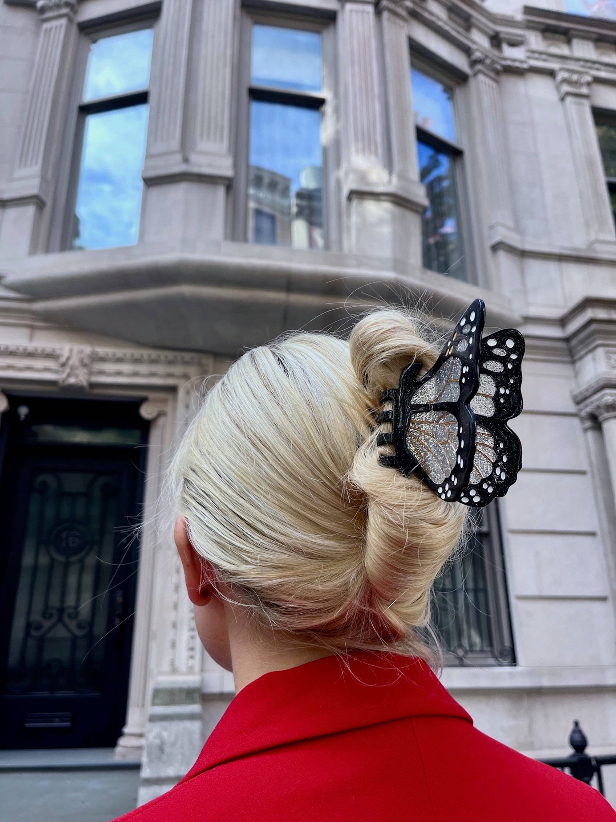 Solar Eclipse - Claw Hair Clip - Red Monarch Butterfly