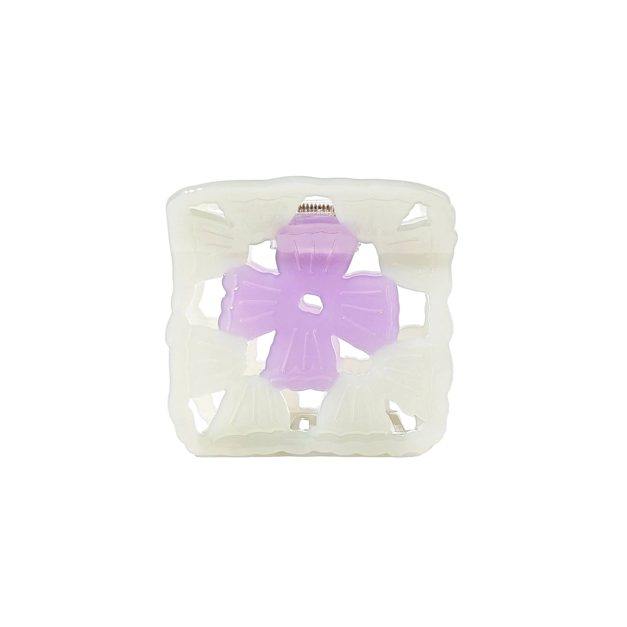 Granny Square Claw Clip - Sage and Lavender