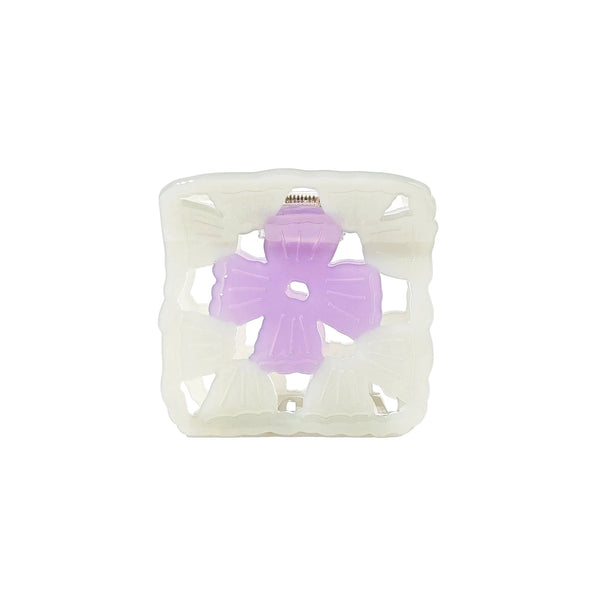 Granny Square Claw Clip - Sage and Lavender