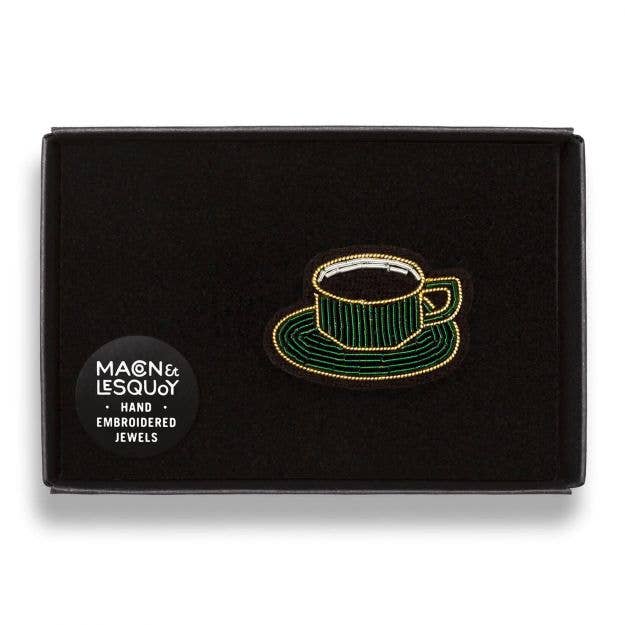 Macon & Lesquoy - Hand embroidered brooch - Cup of Coffee