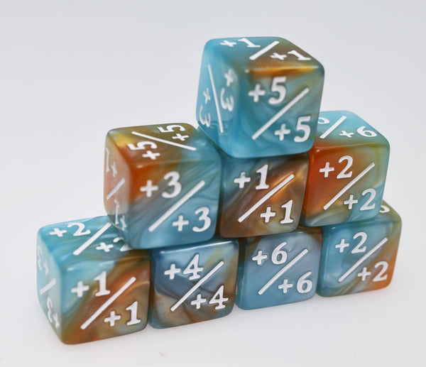 +1/+1 Blue & Gold Counters for Magic - Set of 8 Dice