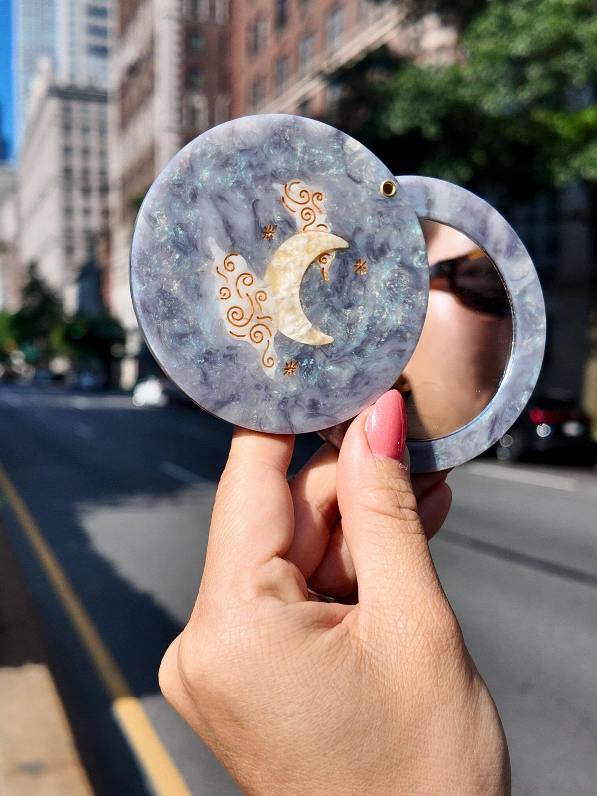 Solar Eclipse - Compact Mirror - Celestial Moon