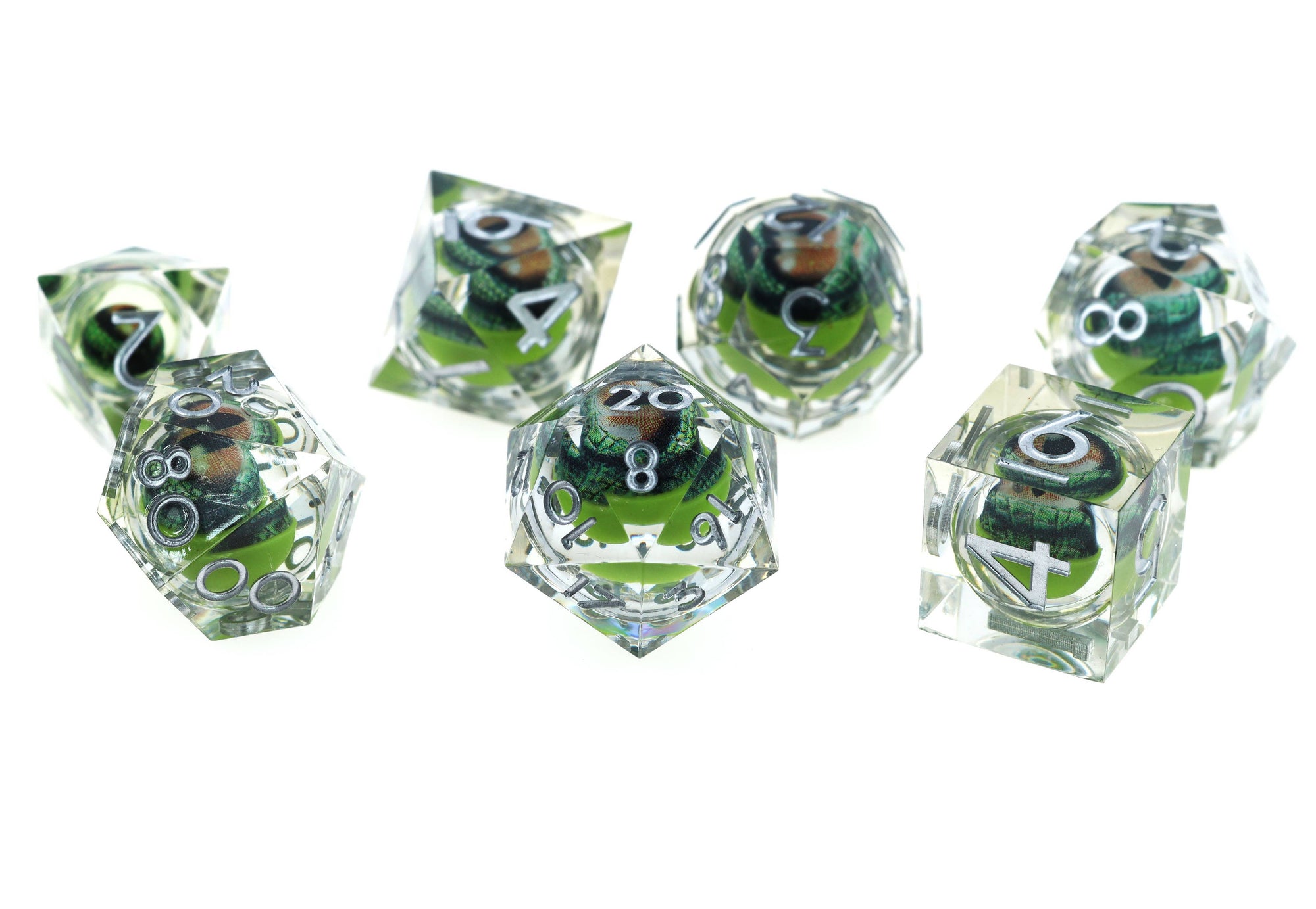 Sharp Edge Moving Eye RPG Dice Set - Green Dragon Eye