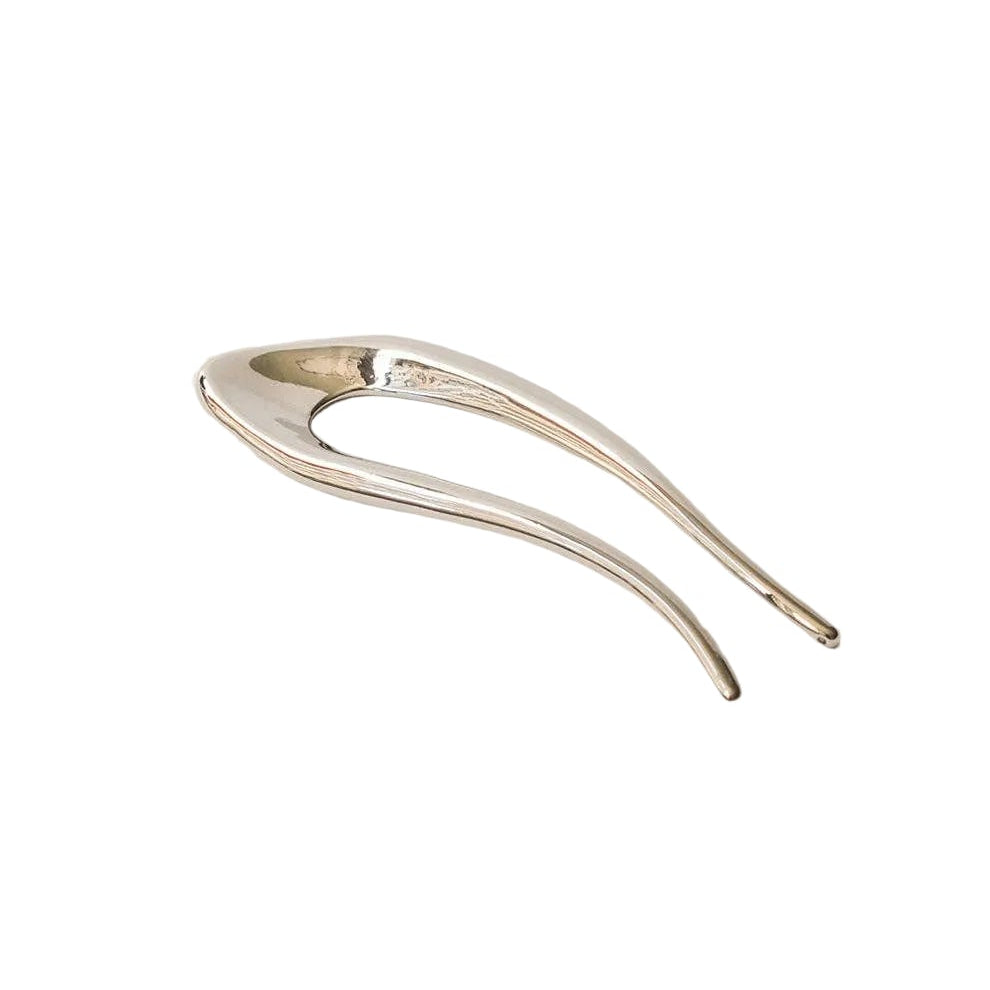 nar'sha - Short U-Shaped Metal Hair Stick - Silver