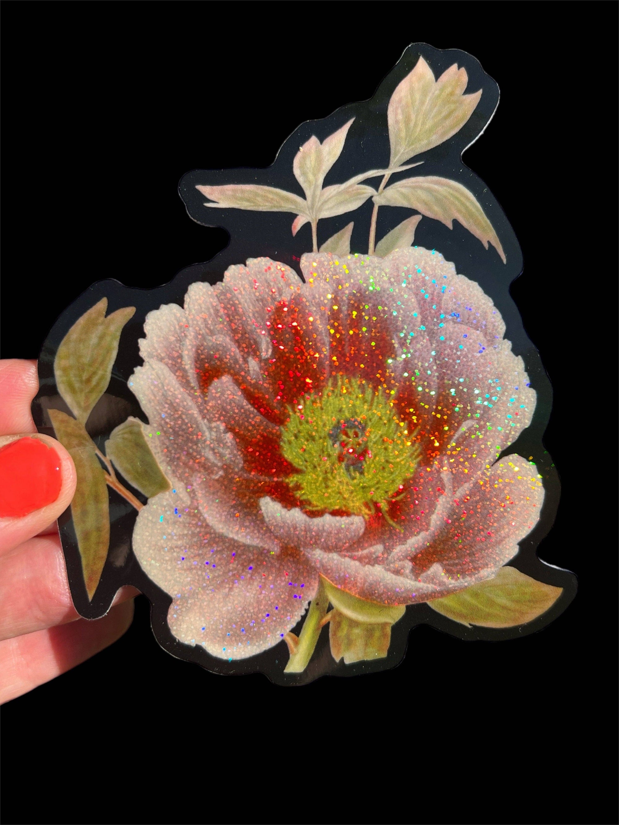 Peony Flower - Glitter Sticker