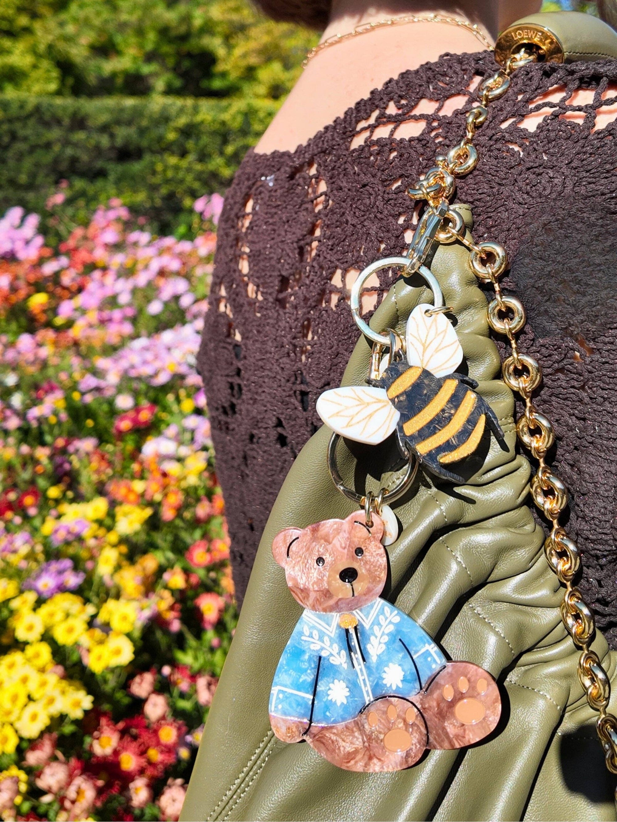 Solar Eclipse - Hand-painted Cowboy Teddy Bag Charm + Keychain