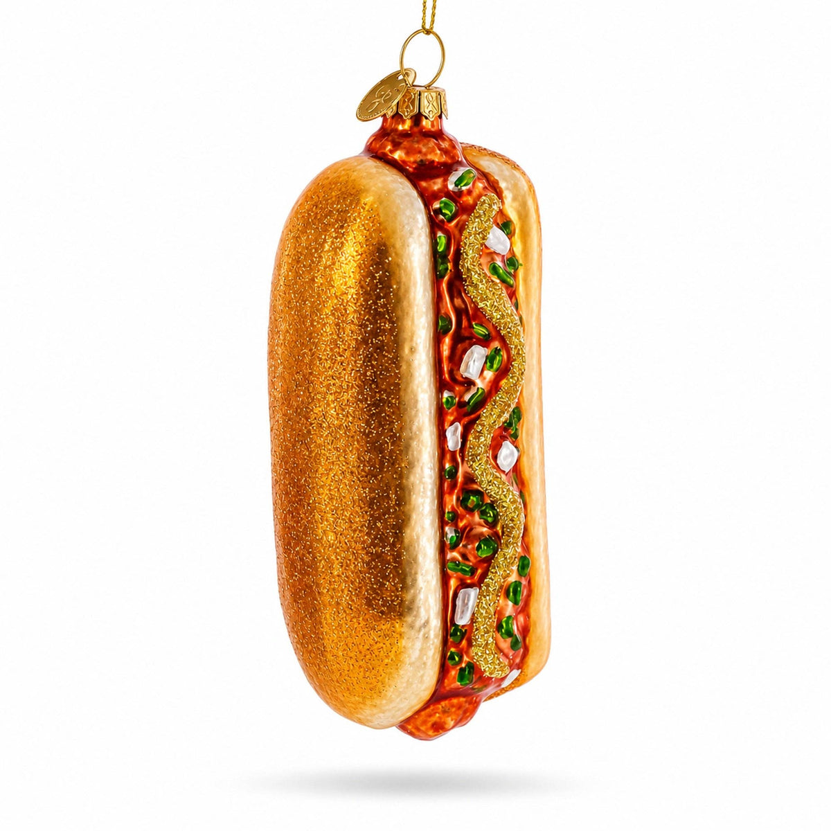Hot Dog with Mustard - Glass Ornament