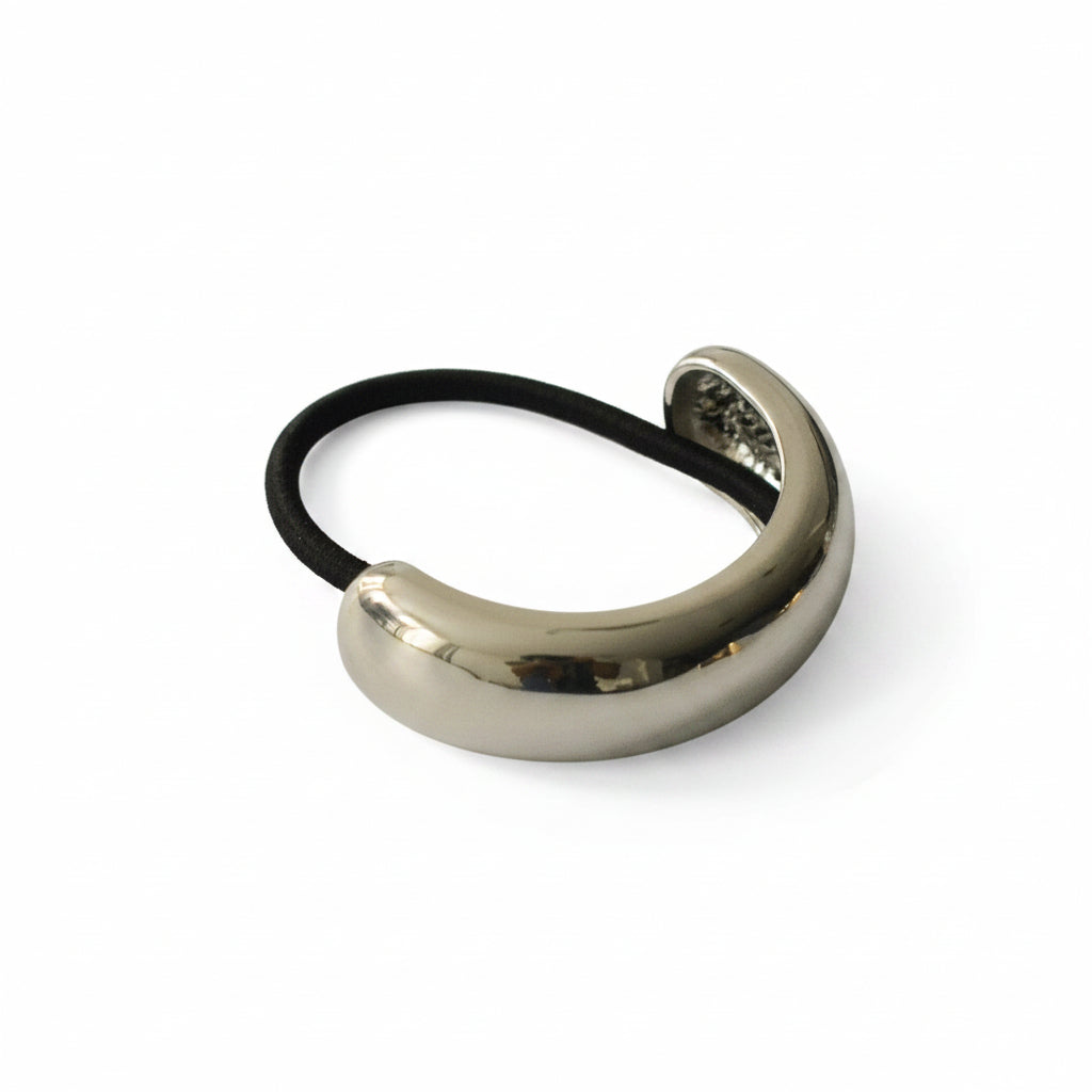nar'sha - Wide Metal Cuff Hair Tie - Silver