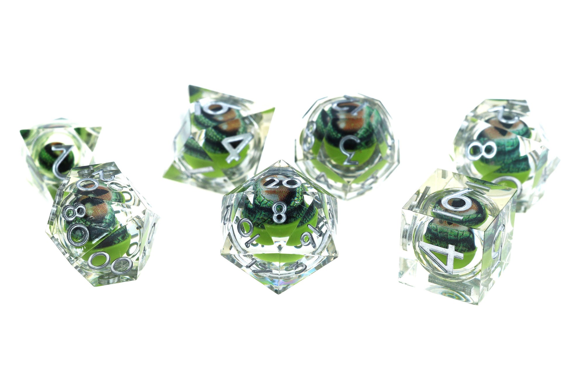 Sharp Edge Moving Eye RPG Dice Set - Green Dragon Eye