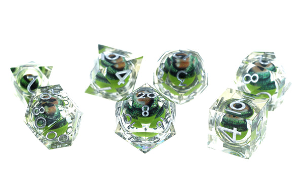 Sharp Edge Moving Eye RPG Dice Set - Green Dragon Eye