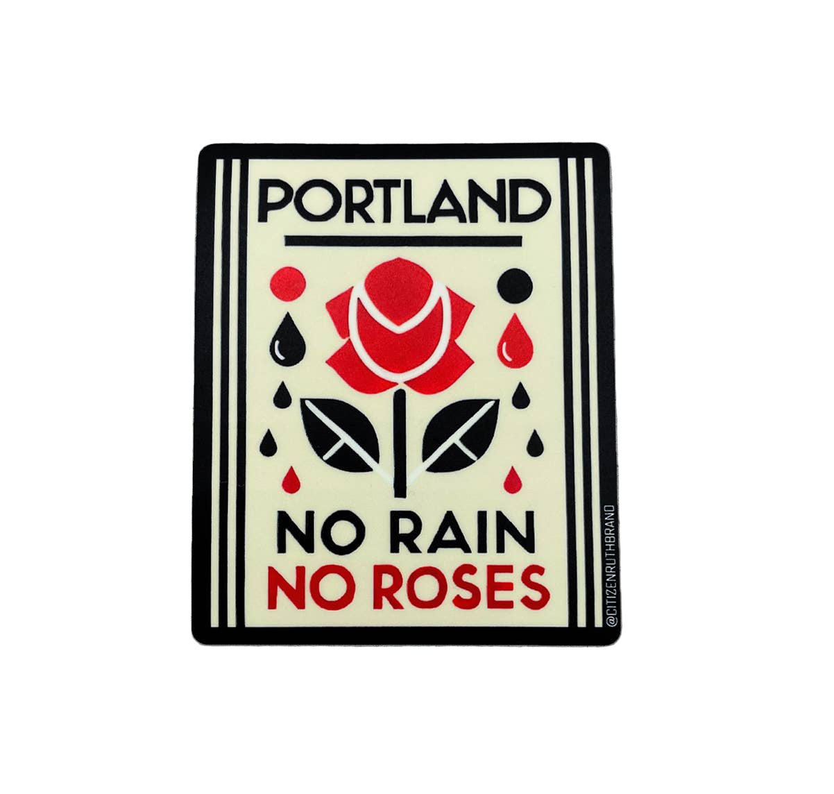 Portland Oregon - No Rain No Roses vinyl sticker