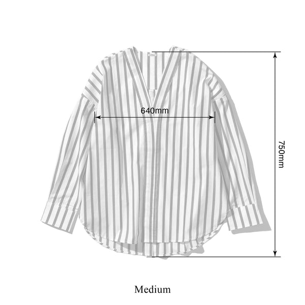 Puebco - Cotton V-Neck Stripe Shirt - Green/Blue