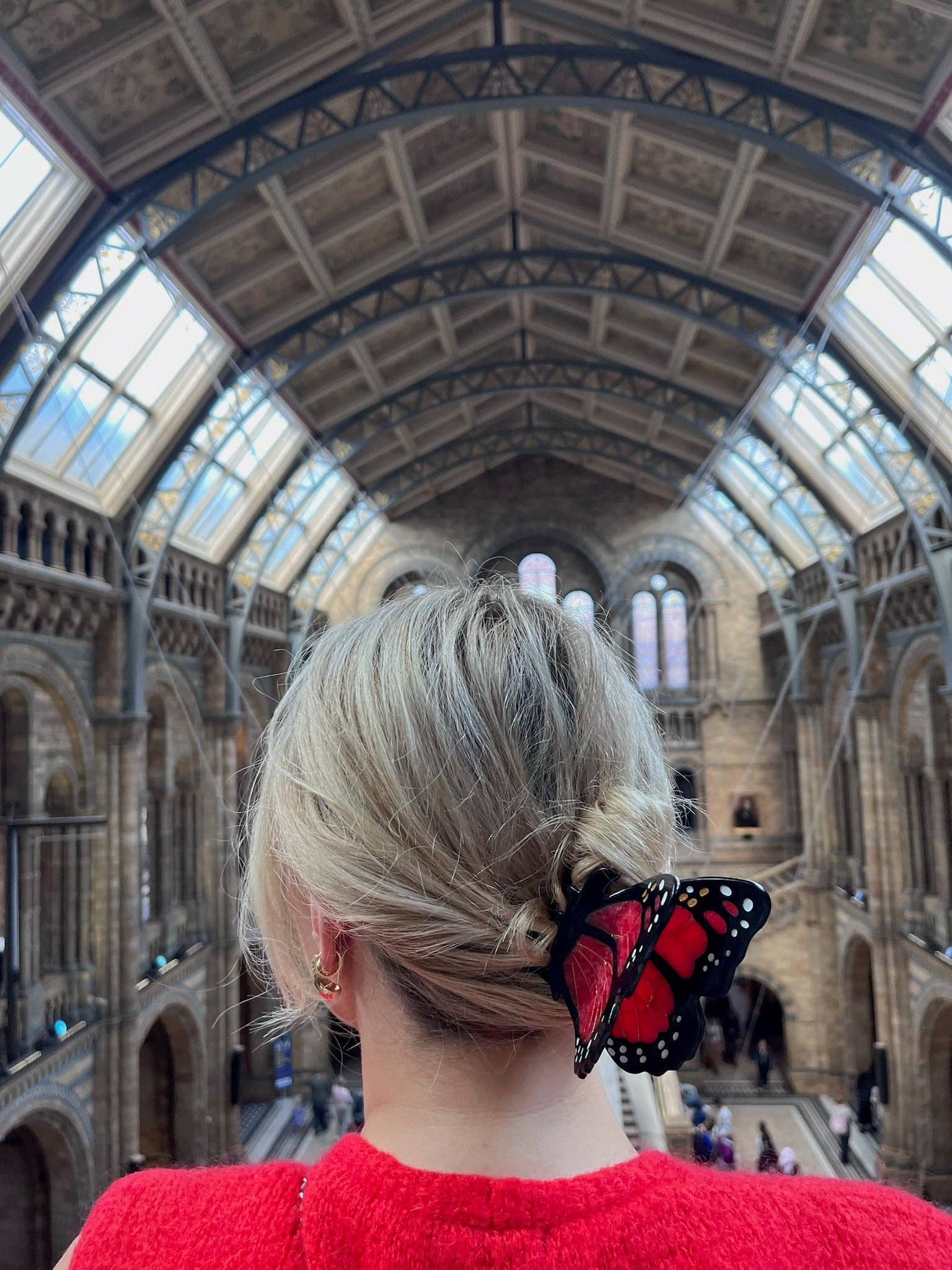 Solar Eclipse - Claw Hair Clip - Red Monarch Butterfly