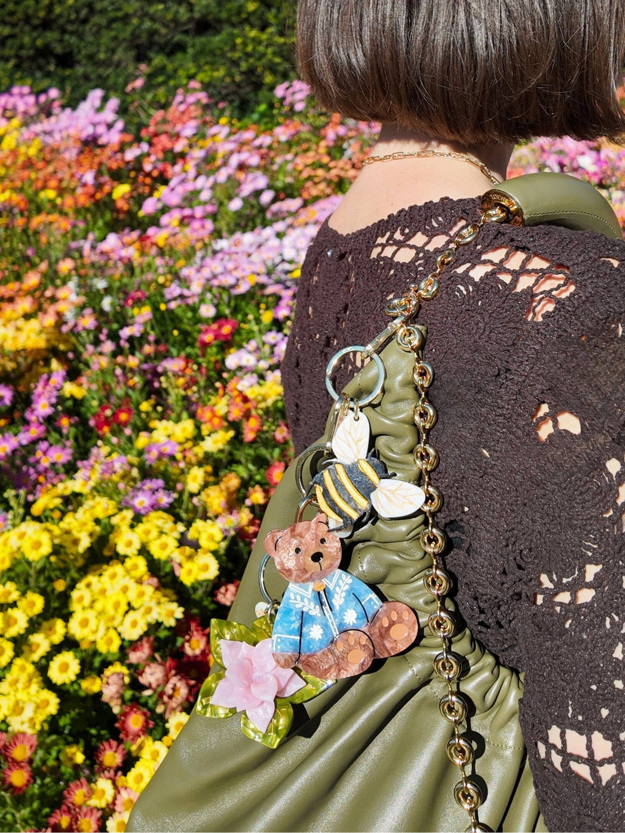 Solar Eclipse - Hand-painted Cowboy Teddy Bag Charm + Keychain