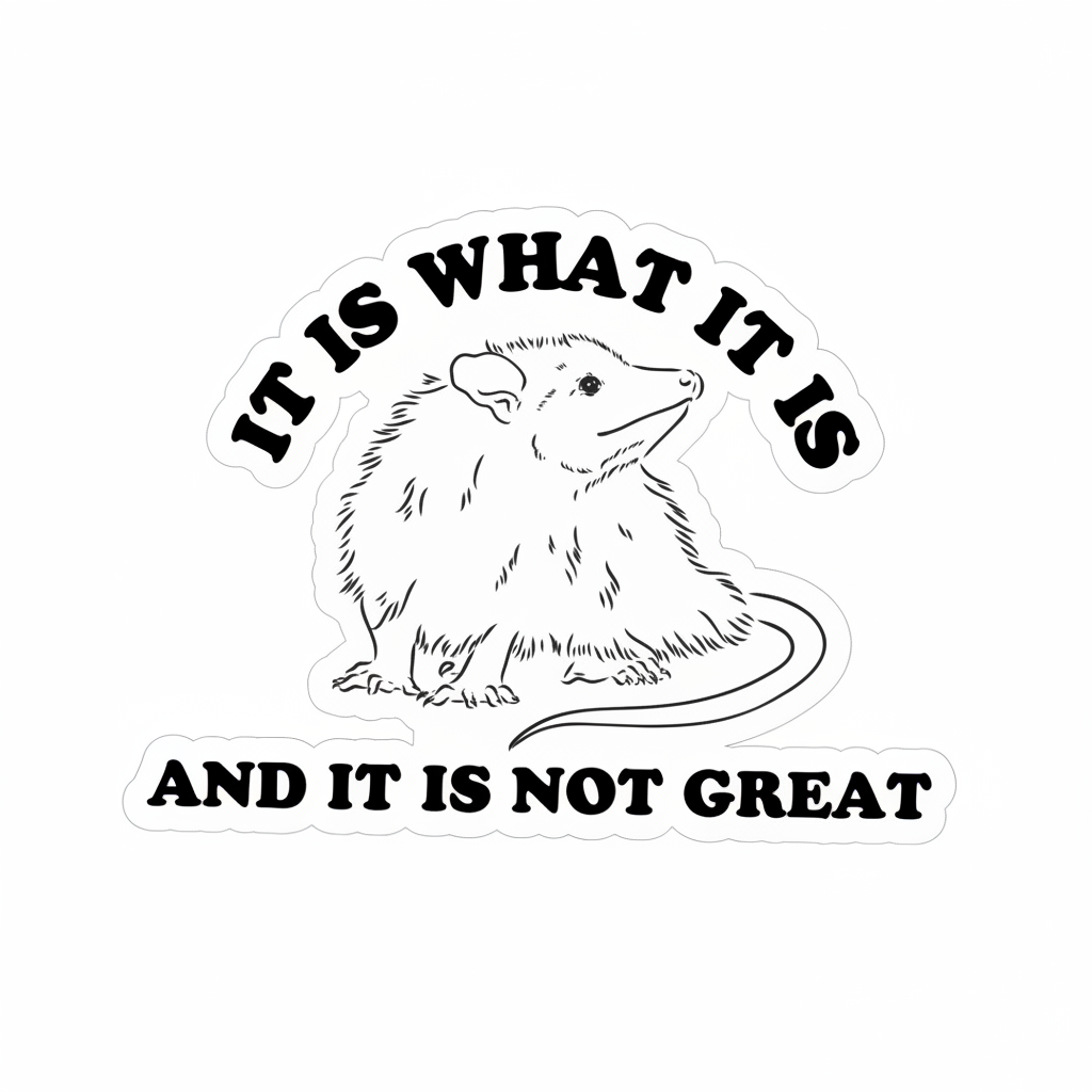It is What it is & it is Not Great Sticker - Opossum Sticker