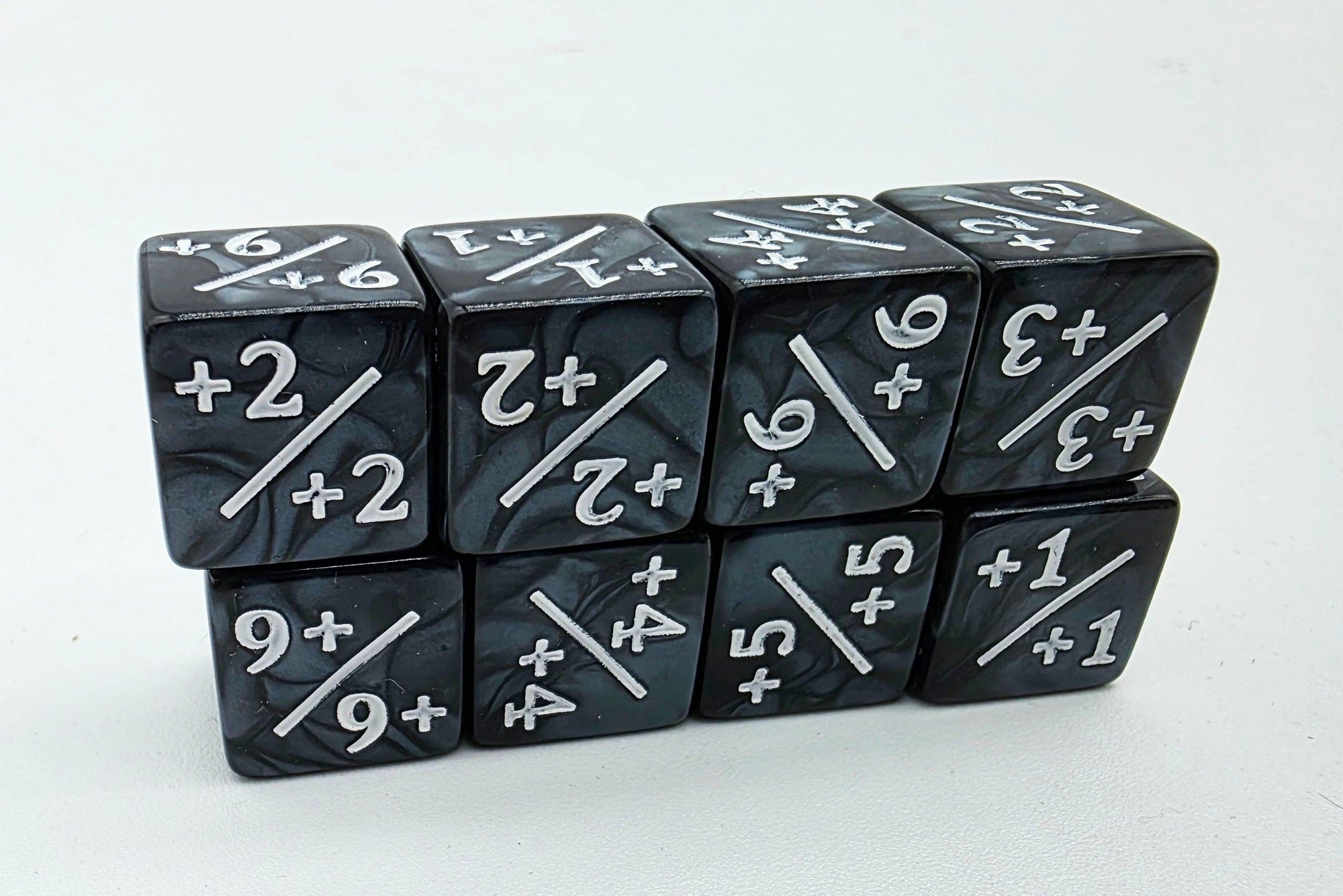 Pearl Black with White Dice - +1/+1 Magic Counters