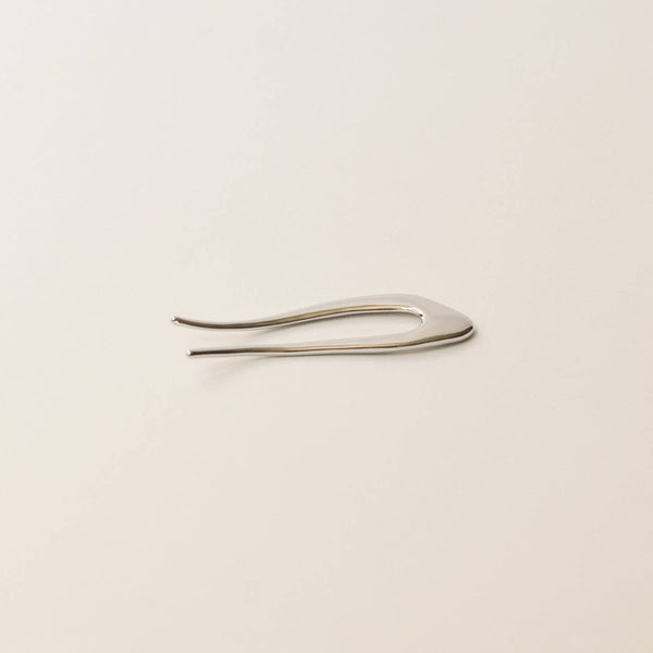 nar'sha Short U-Shaped Metal Hair Stick Silver
