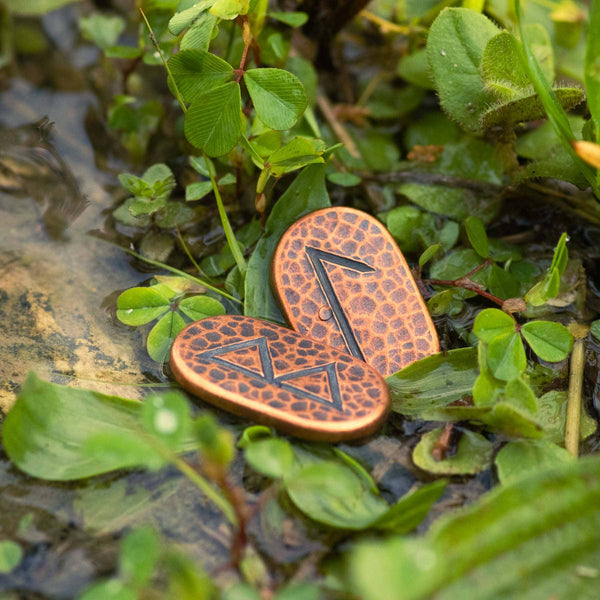 Elder Futhark Runes - Copper with Leather Bag