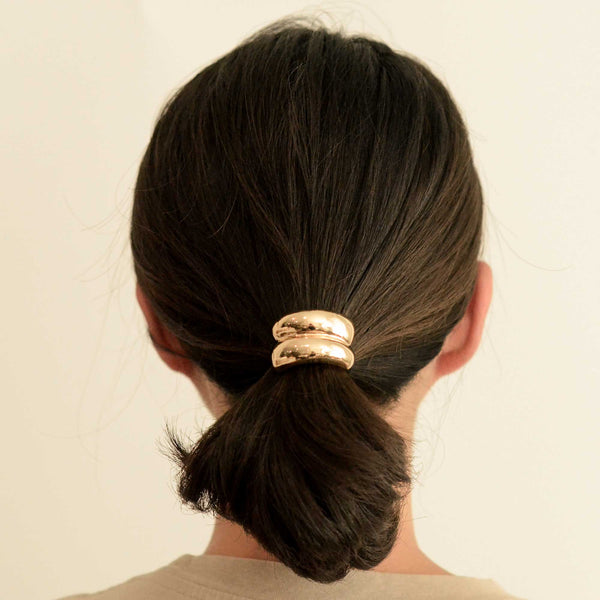 nar'sha - Mini Double Arch Metal Hair Tie - Gold