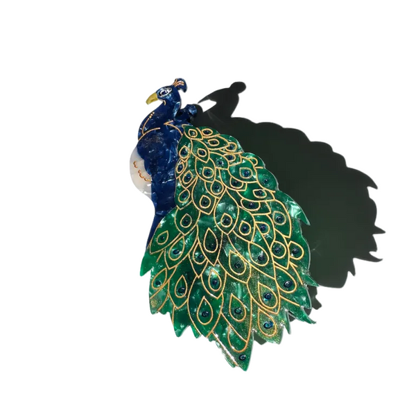 Solar Eclipse - Claw Hair Clip - Peacock Bird