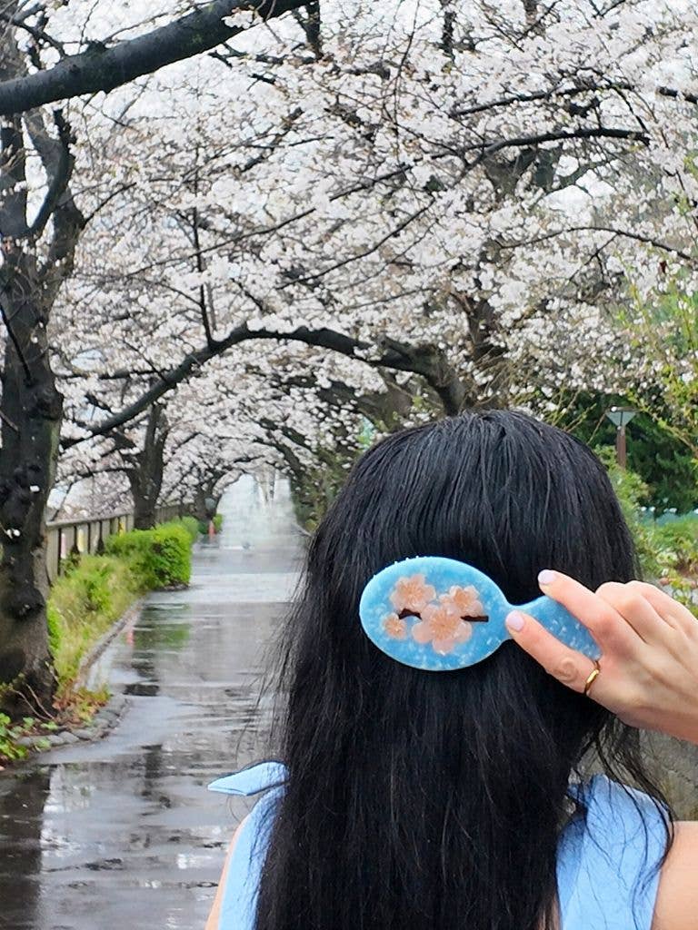 Solar Eclipse - Hand-painted Cherry Blossom Handbag Hero Brush