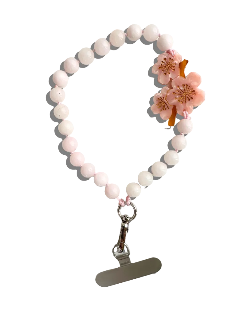 Solar Eclipse - Bracelet Phone Chain - Cherry Blossom / Rose Quartz
