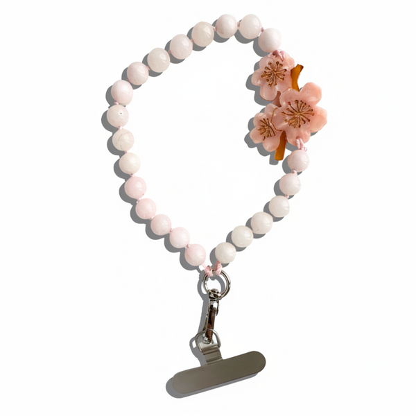 Solar Eclipse - Bracelet Phone Chain - Cherry Blossom - Rose Quartz
