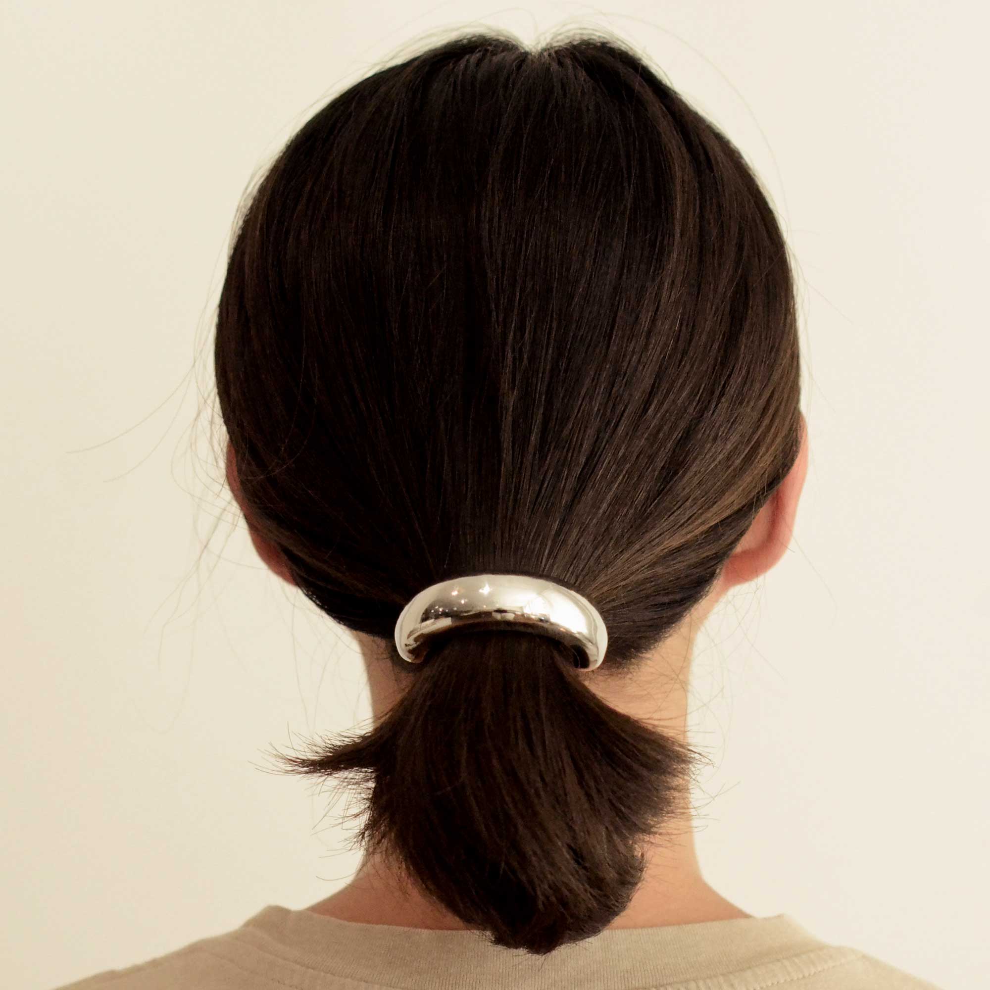 nar'sha - Wide Metal Cuff Hair Tie - Silver