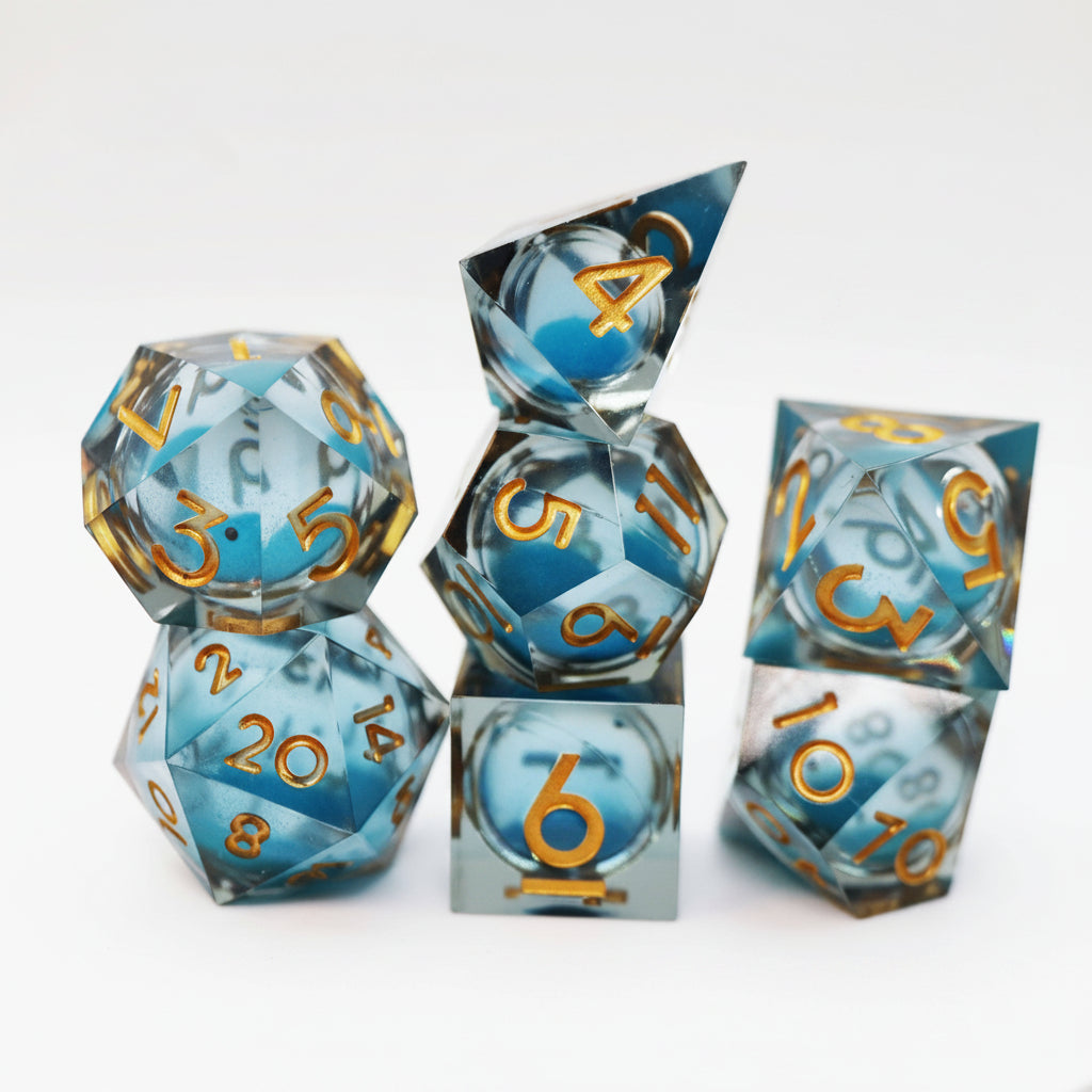 Sharp Edge - Glow in the Dark - Liquid Core - Dice Set - Blue Specter