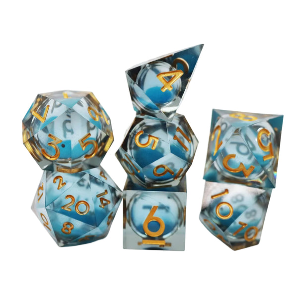 Sharp Edge - Glow in the Dark - Liquid Core - Dice Set - Blue Specter