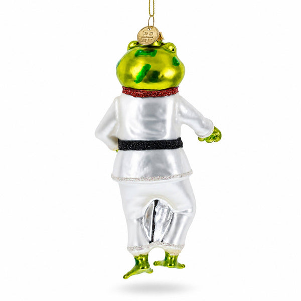 Frog Engaged in Martial Arts - Glass Ornament