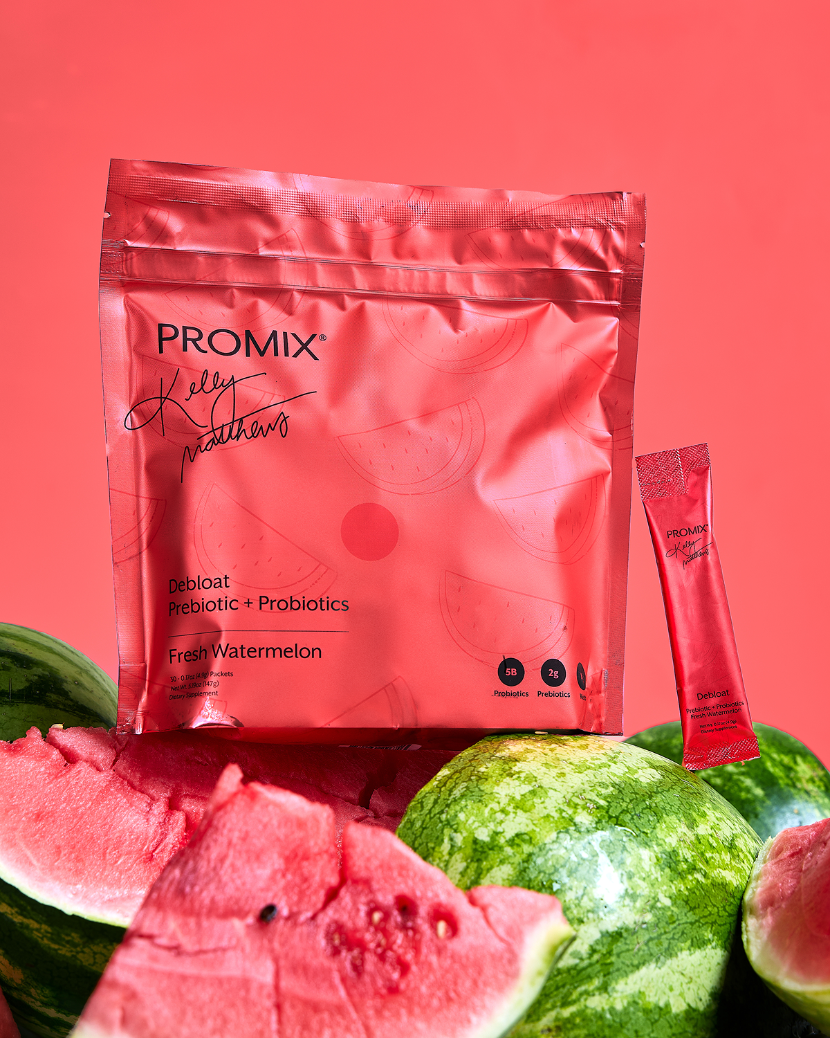 Promix - Debloat: Prebiotic + Probiotic: Watermelon / 30 Single Sticks