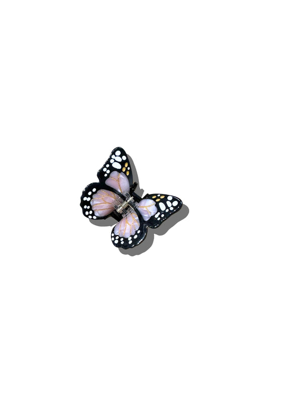 Solar Eclipse - Mini Claw Hair Clip - Monarch Butterfly - Silver