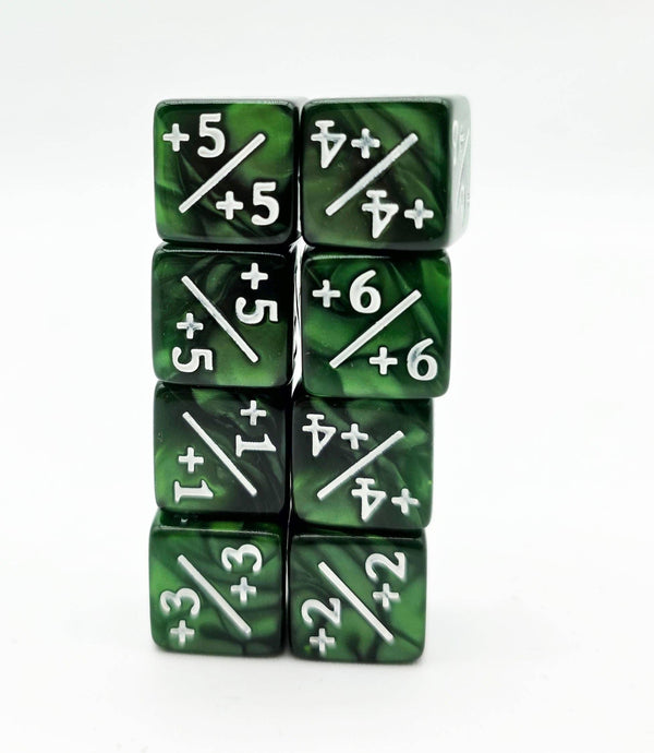 +1/+1 Pearl Green Counters for Magic - Set of 8 Dice