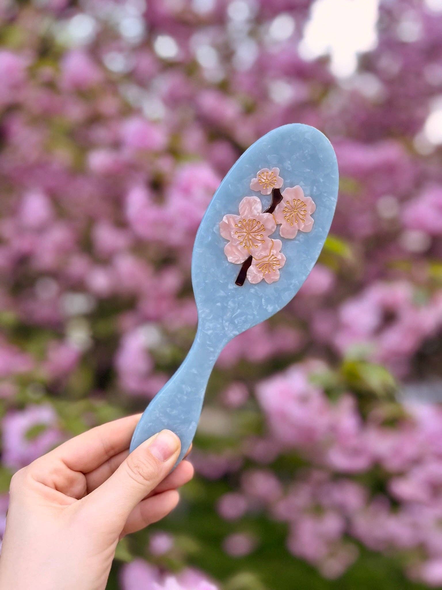 Solar Eclipse - Hand-painted Cherry Blossom Amazing Hair Day Brush
