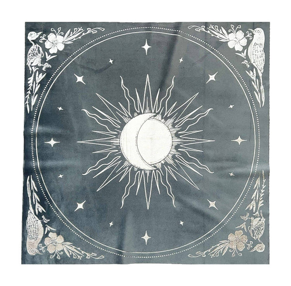 13th Press - Altar Cloth - "Celestial" - Icy Grey-Blue Velvet + Silver Foil