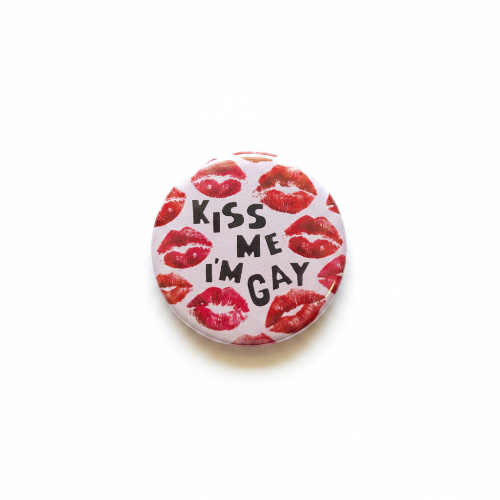 Kiss Me I’m Gay Button