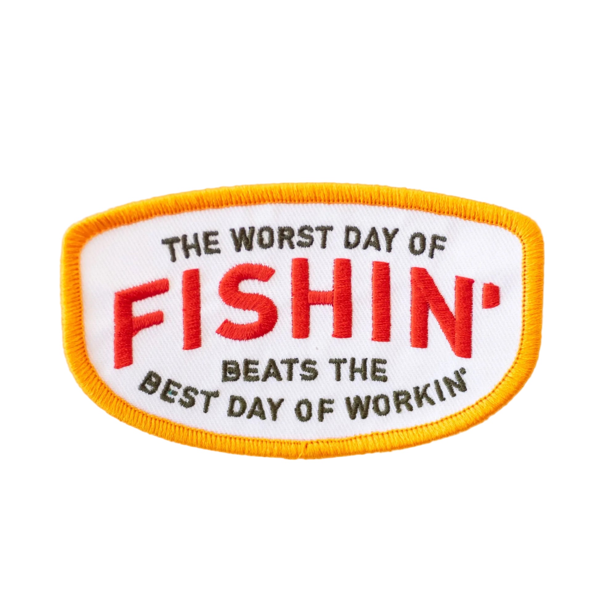 Fishin' Beats Workin' - Embroidered Iron on Patch