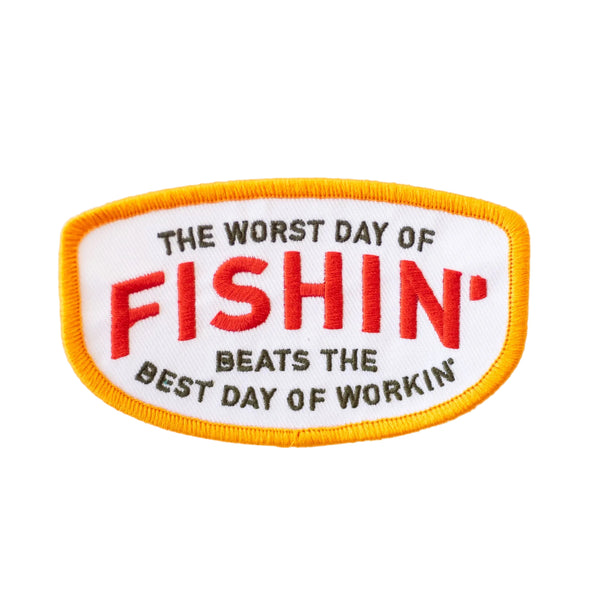 Fishin' Beats Workin' - Embroidered Iron on Patch