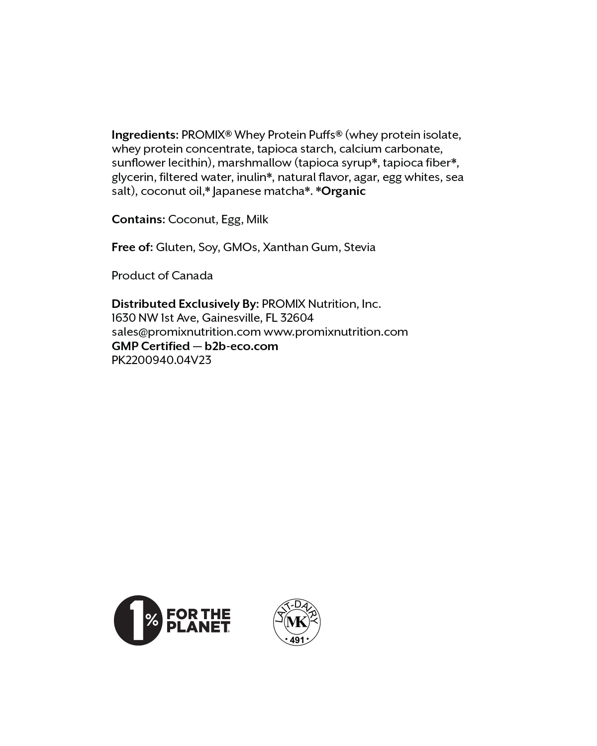 Promix - Protein Puff Bars - Matcha