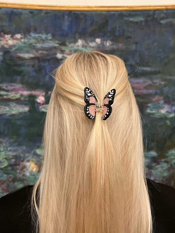 Solar Eclipse - Mini Claw Hair Clip - Monarch Butterfly - Pink